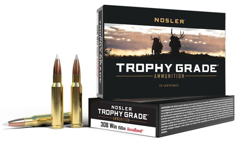Nosler Trophy Grade 308 Win 150gr AccuBond Rifle Ammunition, 20rd Box - 60056