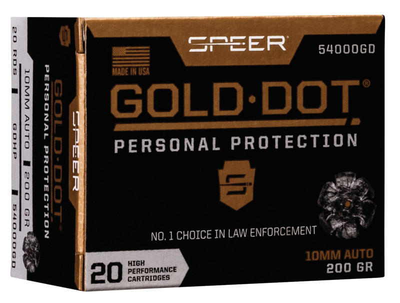 Speer Gold Dot Personal Protection 10mm Auto 200gr Hollow Point Handgun Ammo, 20 Round Box - 54000GD