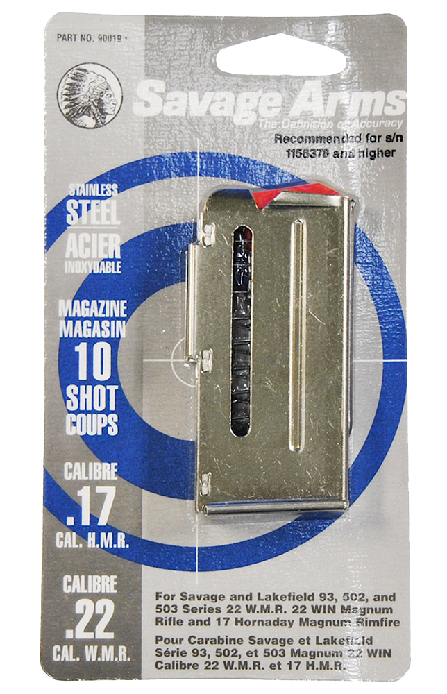 Savage Arms 93 Series 17 HMR/22 WMR 10rd Rifle Magazine, Stainless Steel - 90019