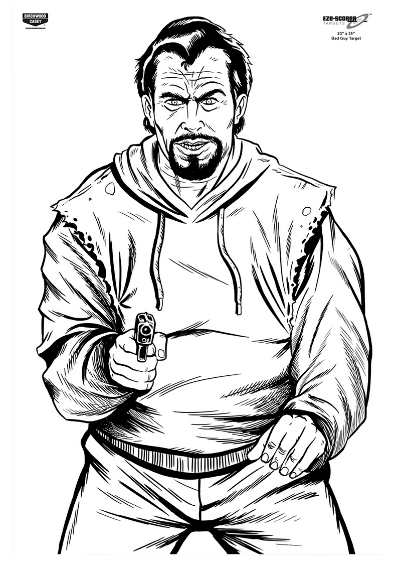 Birchwood Casey EZE-Scorer Bad Guy Silhouette Paper Target 23" x 35" 100 Per Package - 37016