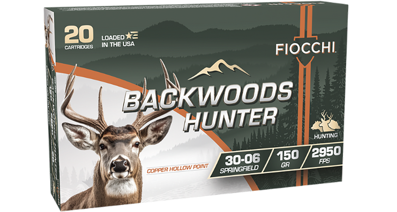Fiocchi Backwoods Hunter 30-06 Springfield 150gr Copper Hollow Point Rifle Ammo, 20/Box - 3006BHC