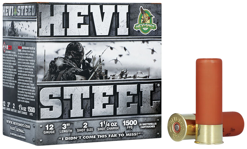 Hevi-Shot Hevi-Steel Steel 12 Gauge 3" 1 1/4oz #2 Shot 25 Round Box - HS60002