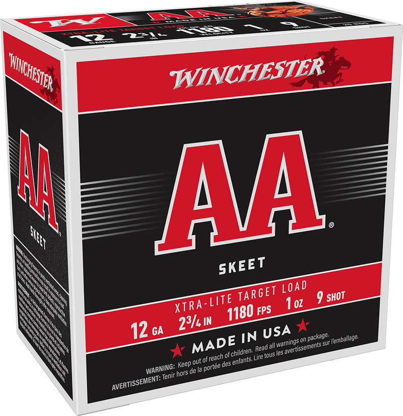 Winchester AA Xtra-Lite Plastic 12 Gauge 1 oz #9 Shot 25 Round Box - AAL129