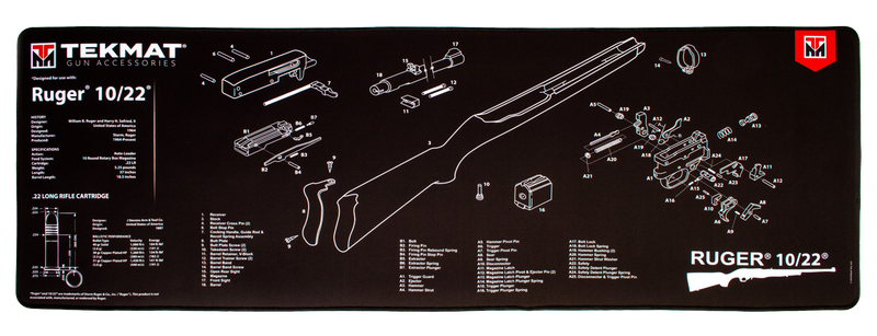 TekMat Ruger 10/22 Ultra 44 Cleaning Mat Black/White - TEKR441022