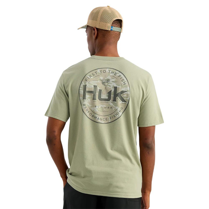HUK Marlin Circle Short Sleeve Pocket Shirt, Seagrass - H1000594-383-XXL