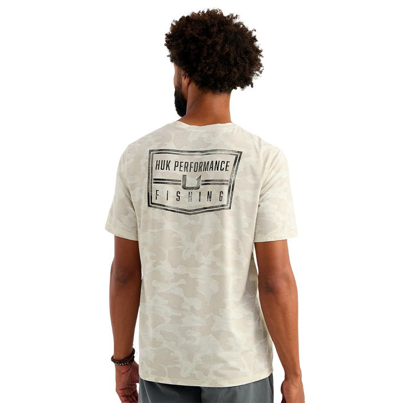 HUK Drift Performance Short Sleeve Shirt Silver Birch Camo - H1200736-189-S