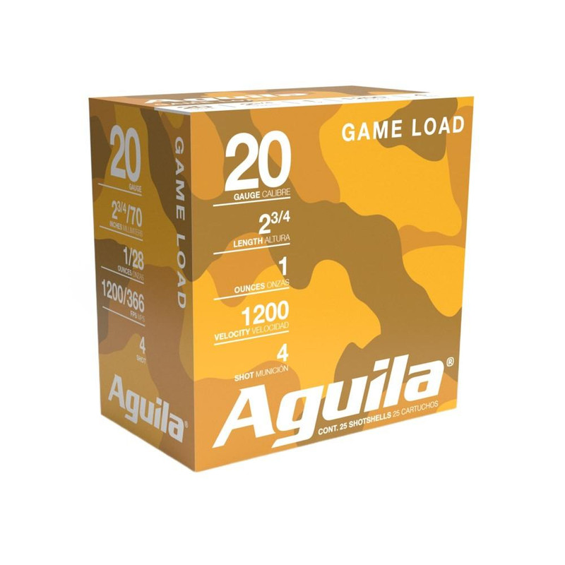 Aguila Plastic 20 Gauge 2-3/4" 1oz #4 Shot 25 Round Box - 1CHB2004