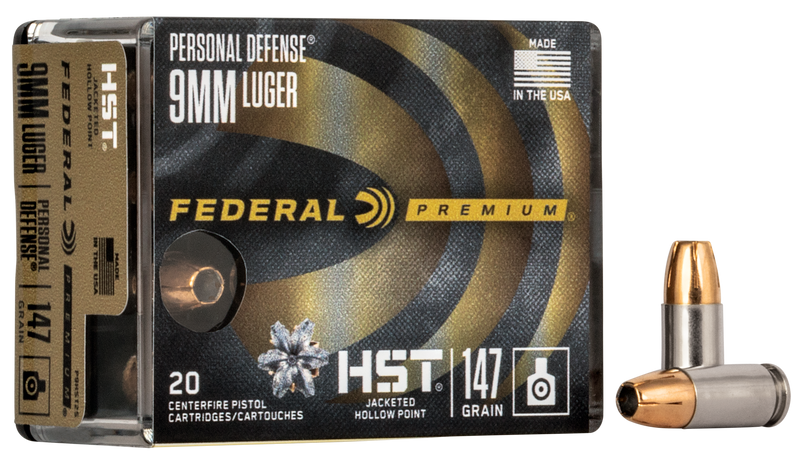 Federal Premium Personal Defense 9mm Luger 147gr HST JHP 20rd Box - P9HST2S