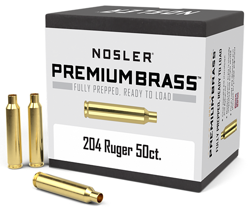 Nosler Premium Brass Unprimed Rifle Cases .204 Ruger 50/Box - 10056