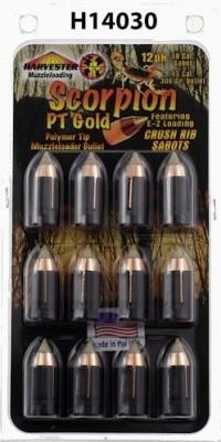 Harvester Scorpion PT Gold Premium Polymer Tip Muzzleloader Bullets 50 Cal .451" 300 gr - H14030