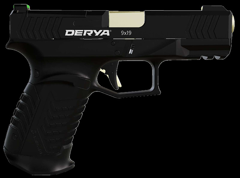 Derya DY9 9mm 3.86" 15+1 Semi-Auto Pistol, Black & Gold - DY9GUS