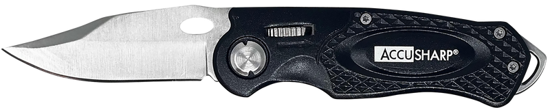 AccuSharp 703C Sport 3" Folding Plain Stainless Steel Blade Knife, Black - 703C