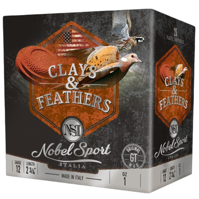 Nobel Sport Clays & Feathers Plastic 12 Gauge 1oz #8 250 Round Case - ANSCLFE1218