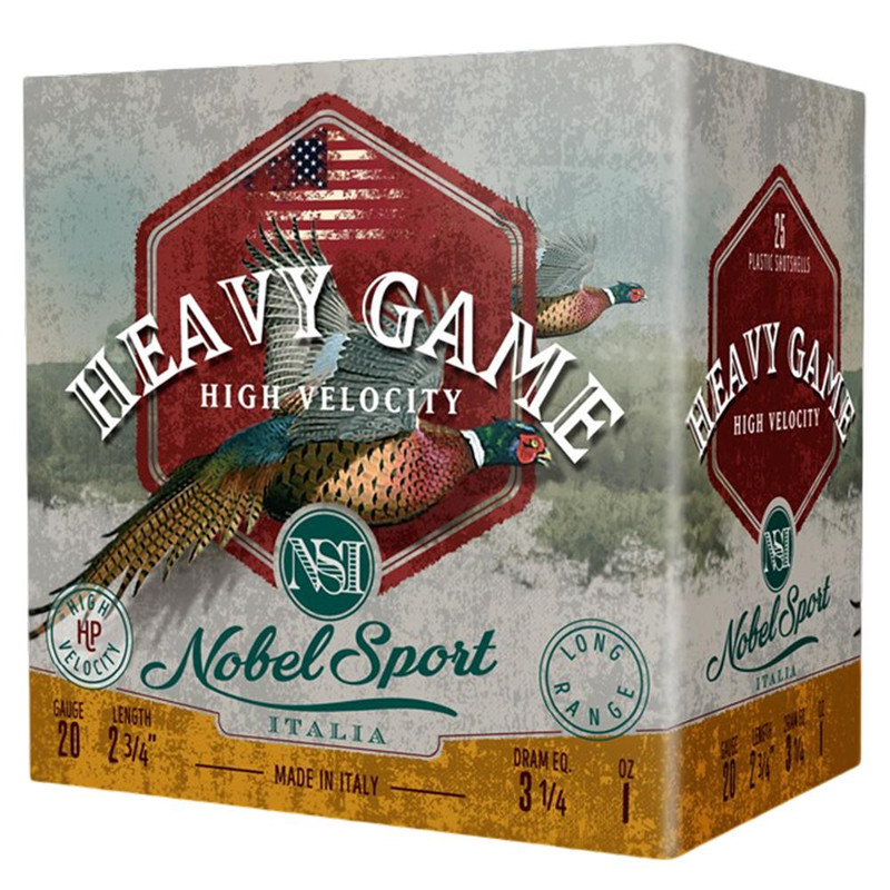 Nobel Sport Heavy Game High Velocity Plastic 20 Gauge 1oz #6 Shot 25 Round Box - ANSVE206