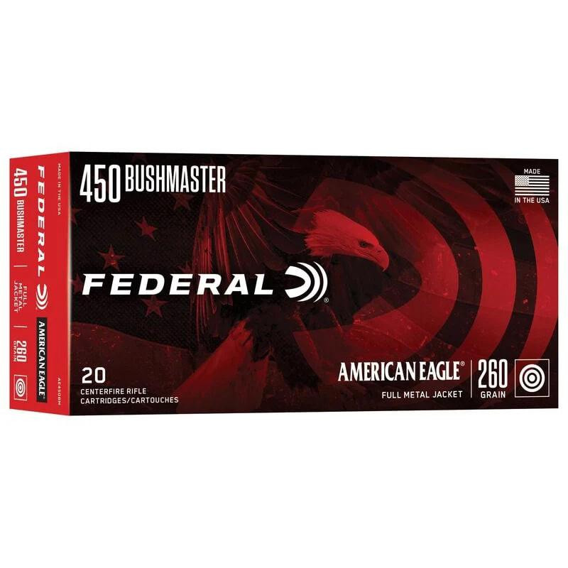 Federal American Eagle .450 Bushmaster 260gr FMJ Rifle Ammunition 20/ct - AE450BM