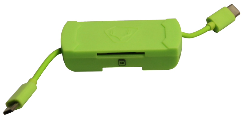 HME SD Card Reader for Android with Micro USB & USB Connector, Black/Green - HMESDCRAND