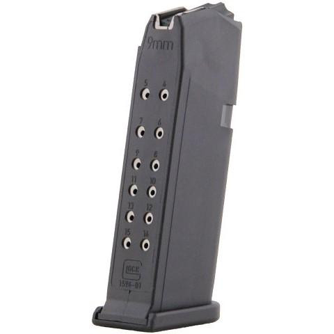 Glock 19 9mm Luger 15rd Handgun Magazine, Black Polymer - 1084