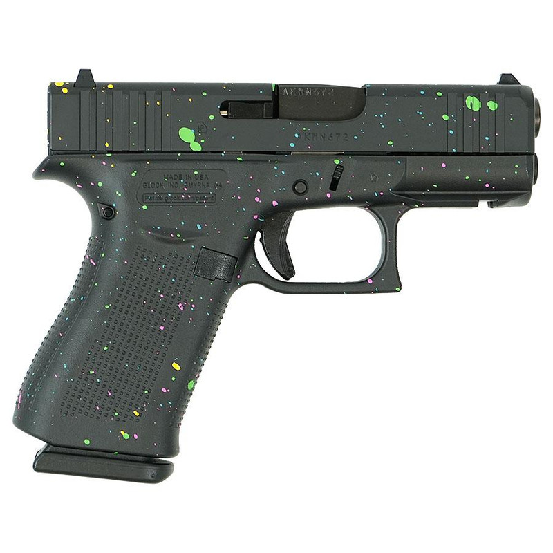 Glock 43X 9mm 3.41" 10rd Handgun, Multi-Color Paint Splatter Black - UX4350201FR