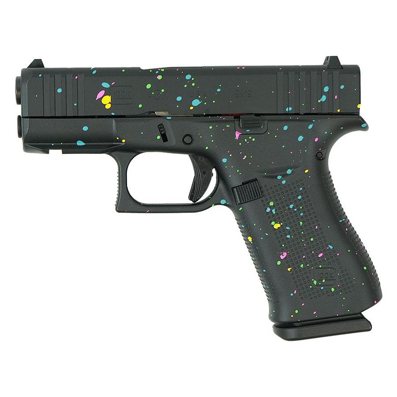 Glock 43X 9mm 3.41" 10rd Handgun, Multi-Color Paint Splatter Black - UX4350201FR