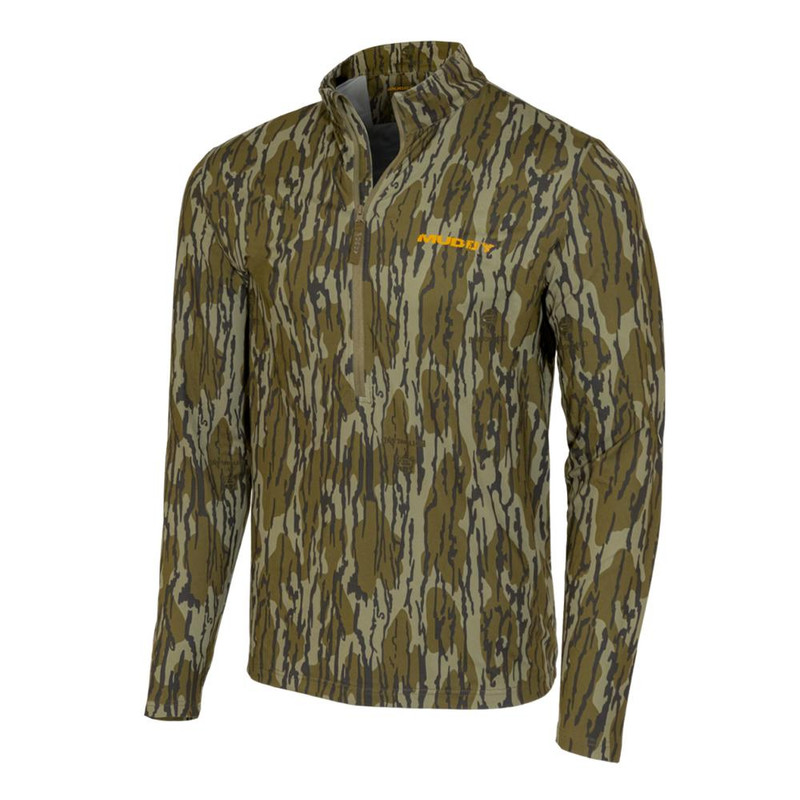 Muddy Outdoors TR Lightweight Quarter Zip Long Sleeve Shirt Mossy Oak Bottomland - MUD-LW-QZ-MOB-M