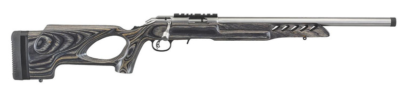 Ruger American Rimfire Target 22 LR 18" 10rd Rifle, Stainless Steel with Black Laminate Thumbhole Stock - RUG 8366