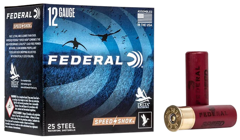 Federal Speed-Shok Plastic 12 Gauge 3" 1 1/8 oz #2 Steel Shot 25 Round Box - WF1432