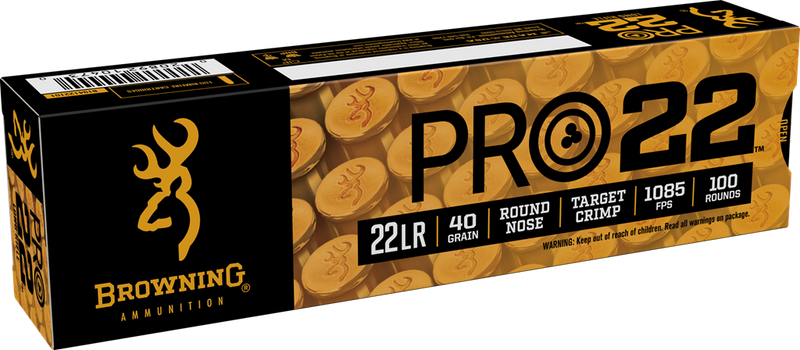 Browning Pro22 Brass .22 LR 40gr Lead Round Nose 100 Round Box - B194122101