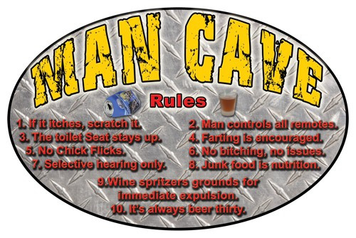 Rivers Edge Sign 12"x17" Mancave Rules - 1527
