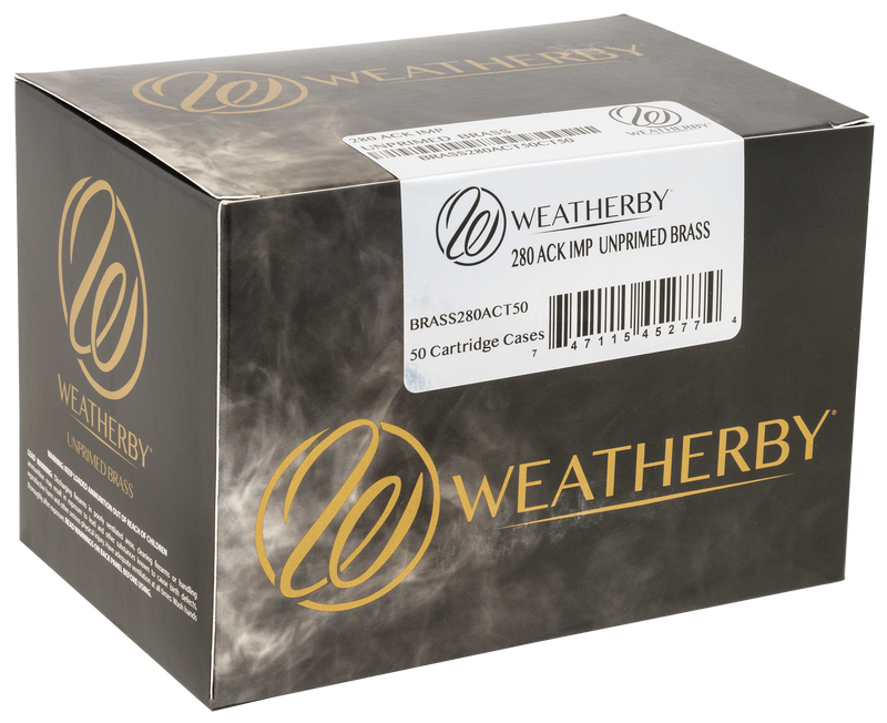 Weatherby Unprimed Rifle Brass 280 Ackley Improved 50/Box - BRASS280ACT50