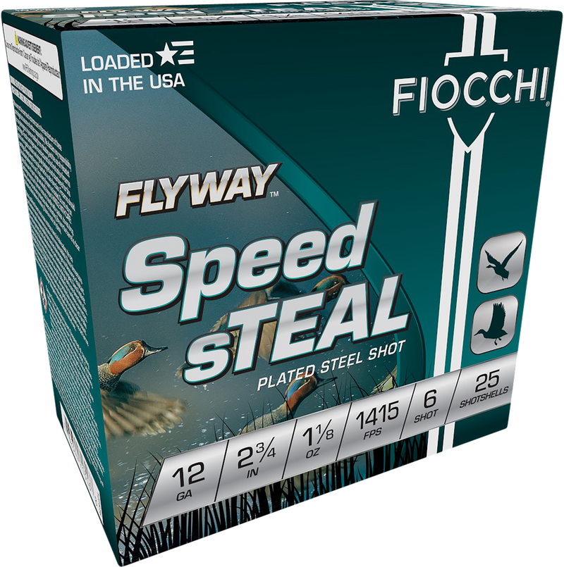 Fiocchi Flyway Speed Steel 12 Gauge 2.75" 1 1/8oz #6 Shot 25 Round Box - 12FST6