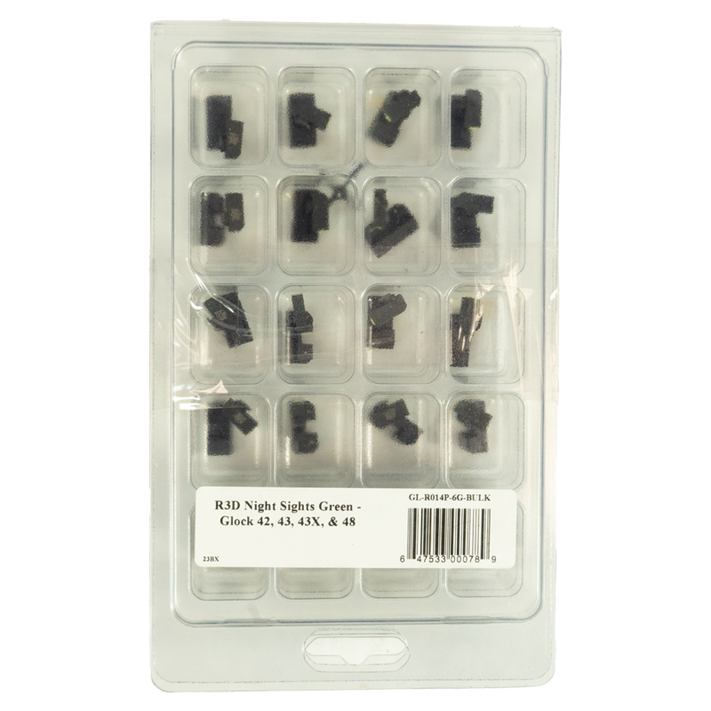 XS Sights R3D Night Sights Set for Glock 42/43/43x/48 Green - GL-R014P-6G-BULK