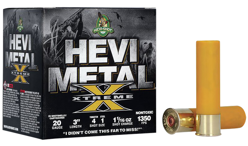 HEVI-Shot HEVI-Metal Xtreme Plastic 20 Gauge 1-1/16oz #4 Tungsten/#1 Steel 25 Round Box - HS39202
