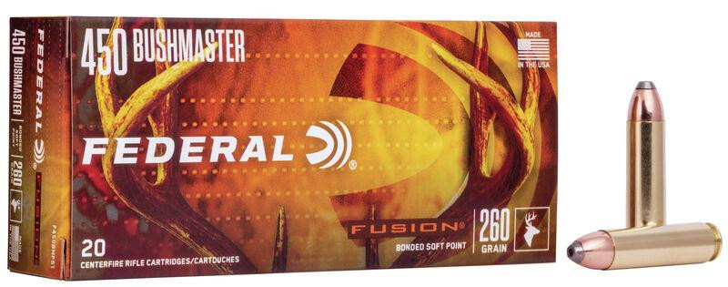 Federal Fusion 450 Bushmaster 260gr Bonded Soft Point Rifle Ammo, 20rd - F450BMFS1