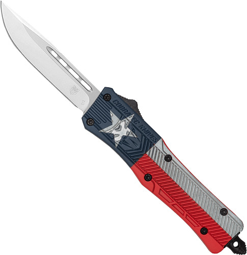 Cobratec Medium CTK1 OTF Texas State Flag Crkte 3" Drop Point - MTXCTK1MDNS