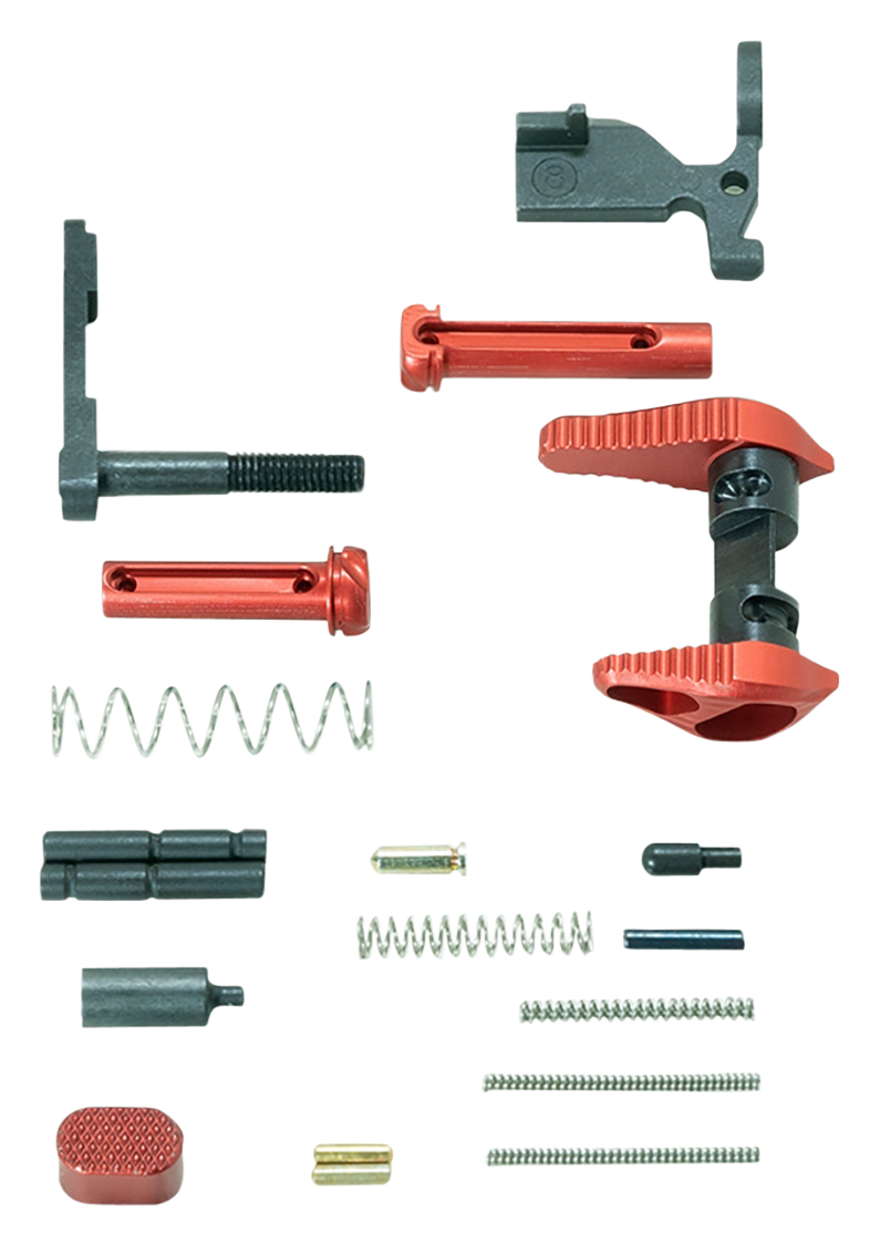Timber Creek Outdoors Lower Parts Kit, Red Anodized Aluminum for AR-15 - ARLPKR