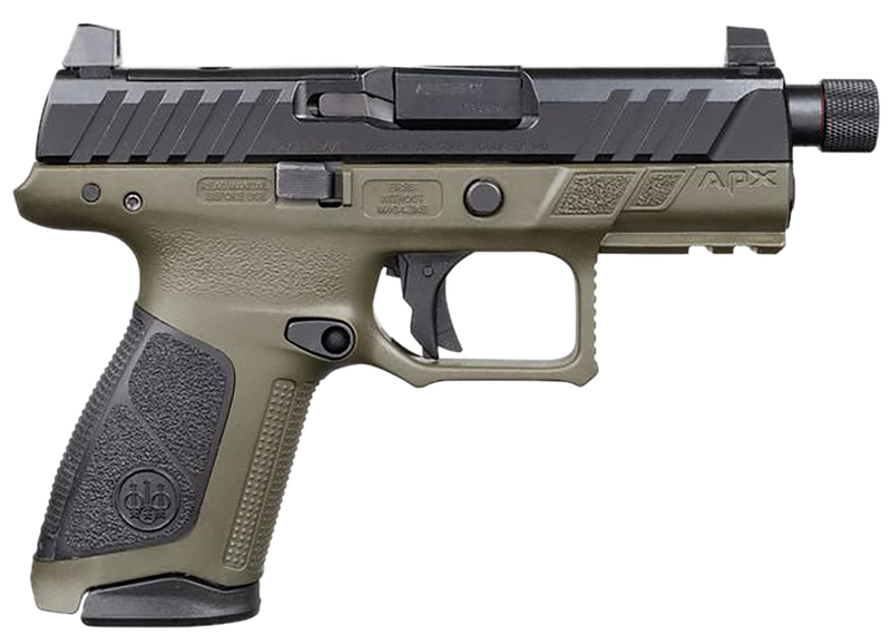 Beretta APX A1 Compact Tactical 9mm 4.2" 15+1/17+1rd Pistol, Black Slide/Olive Drab Green Frame - JAXA1C917TAC