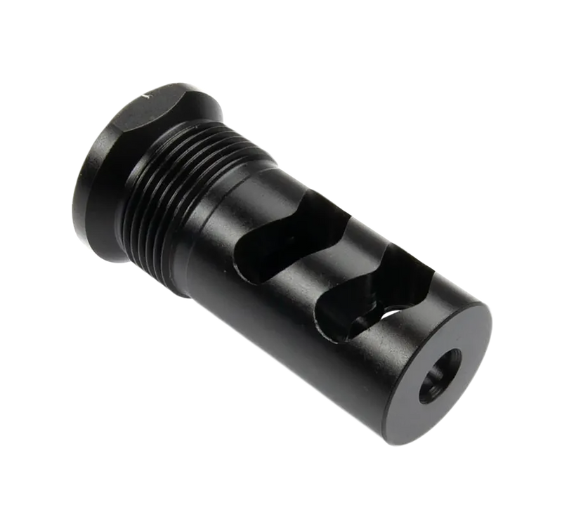 Wilson Combat Whisper Rapid Thread Muzzle Brake, 5.56 NATO, 1/2x28, Black Melonite - SP-RTMBFB-556
