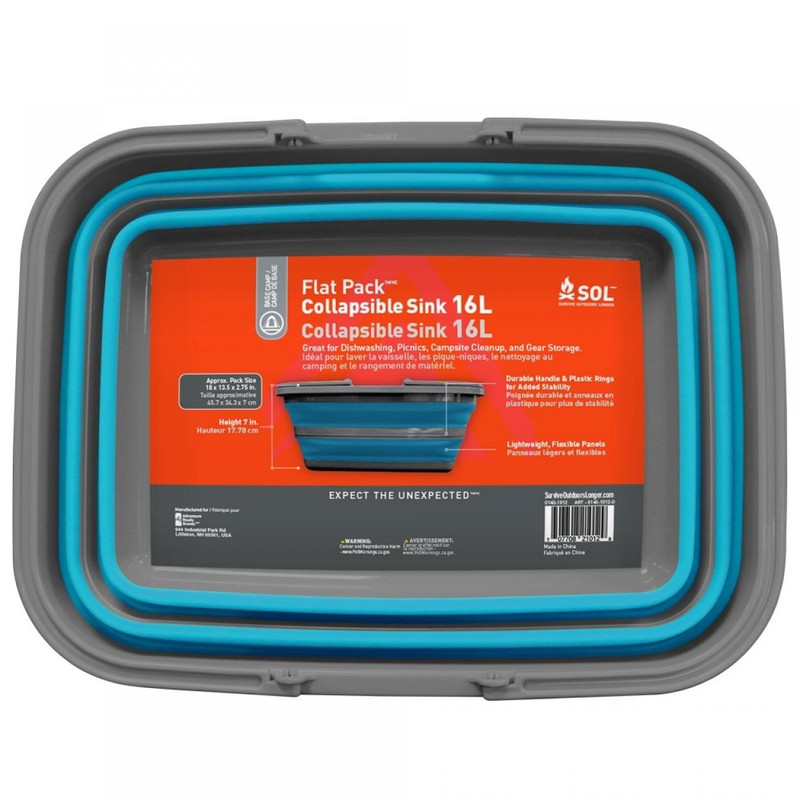 Survive Outdoors Longer Flat Pack Sink 16L Blue - 0140-1012