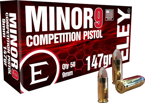 Eley Minor 9 Competition 9mm 147gr FMJ Handgun Ammo, 50rd - ELE-09013K
