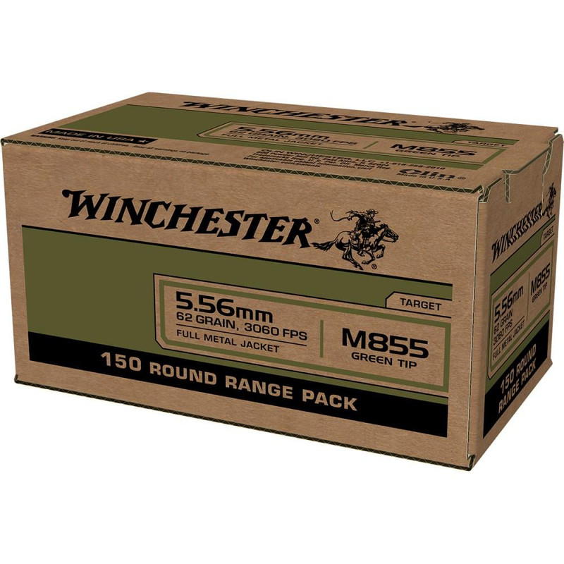 Winchester USA 5.56mm 62gr Green Tip FMJ Rifle Ammunition 600rd Case - WM855150C