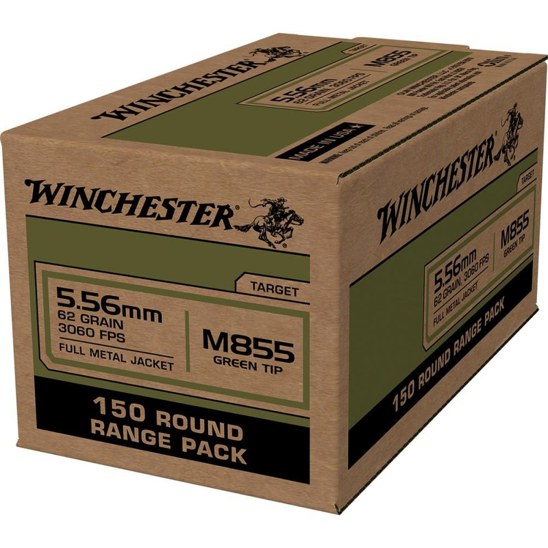 Winchester USA 5.56mm 62gr Green Tip FMJ Rifle Ammunition 600rd Case - WM855150C