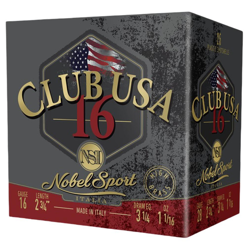 Nobel Sport Club USA Plastic 16 Gauge 1-1/16 oz #7.5 Shot 25 Round Box - ANS1675