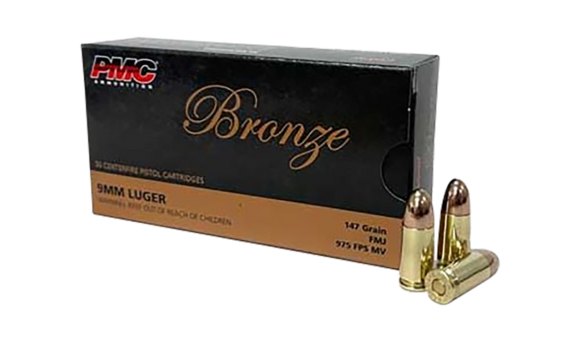 PMC Bronze 9mm Luger 147gr FMJ Handgun Ammunition, 50-Round Box - 9H