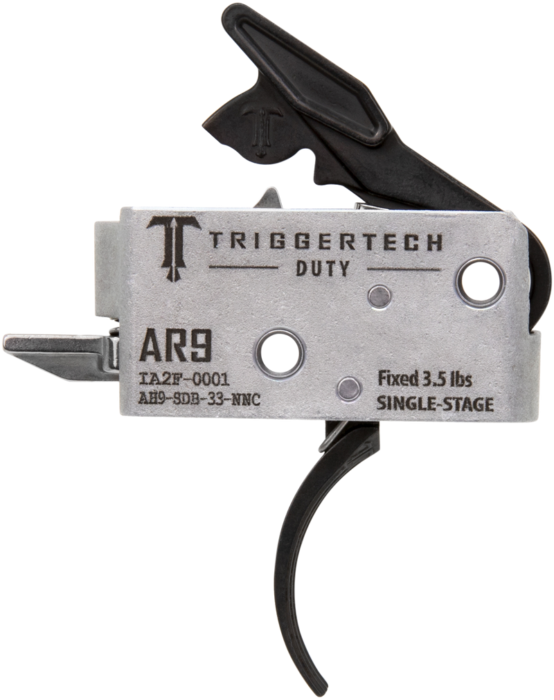 TriggerTech Duty Curved Single-Stage Trigger 3.5 lbs AR-9, Black Anodized - AH9SDB33NNC