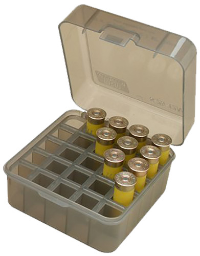 MTM Case-Gard Dual Gauge Shotshell Box Flip-Top Polypropylene 25 Round Clear Smoke - S25D41