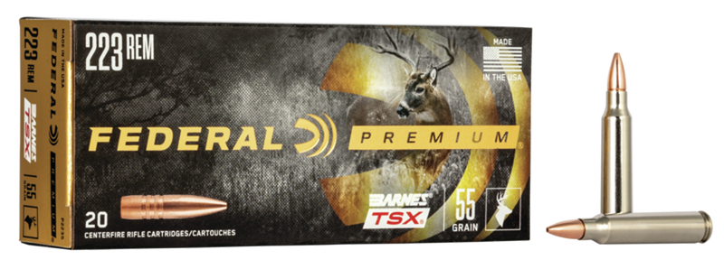 Federal Premium 223 Rem 55gr Barnes TSX Rifle Ammunition, 20/Box - P223S