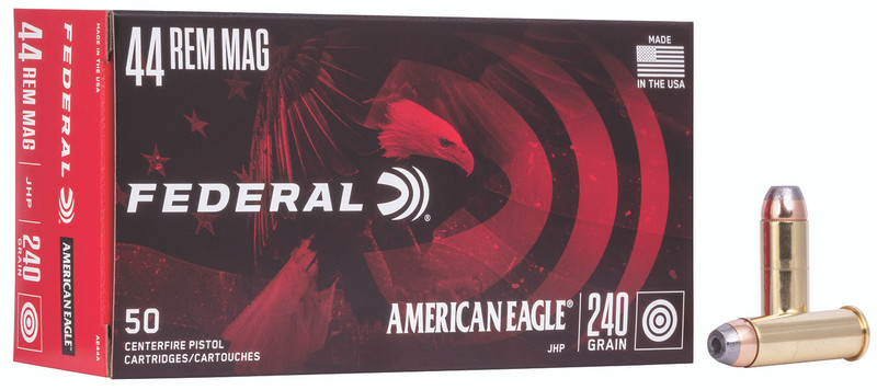 Federal American Eagle 44 Rem Mag 240gr Jacketed Hollow Point Handgun Ammo, 50/Box - AE44A