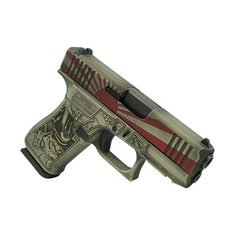 Glock 43X 9mm 3.41" 10rd Pistol, Rising Sun Bushido Battle Worn - UX4350201FR