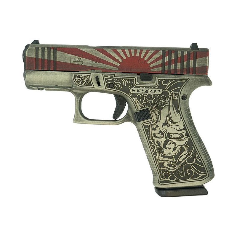 Glock 43X 9mm 3.41" 10rd Pistol, Rising Sun Bushido Battle Worn - UX4350201FR