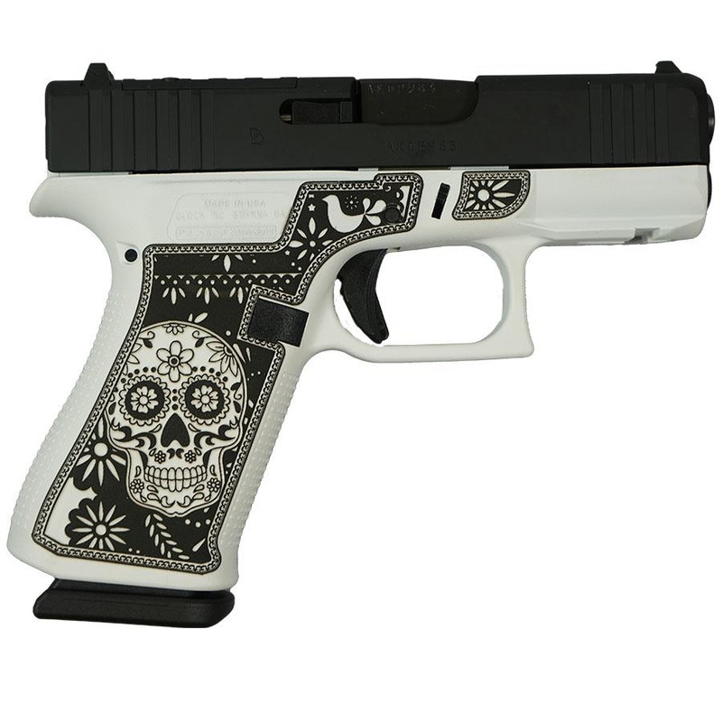 Glock 43X Sugar Skull 9mm 3.41" 10rd Pistol, Black & White Cerakote - UX4350201FR